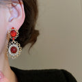 Alloy Oval Lace Rhinestone Stud Earrings Vintage Court Style Elegant Luxury Jewelry view 4