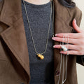 Light Luxury Copper Brushed Gourd Pendant Sweater Necklace For Women view 1