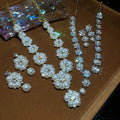 Light Luxury Imitation Pearl Flower Rhinestone Tassel Stud Earrings Necklace Jewelry Set view 3