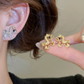 Alloy Hollow Horse Charm Drop Earrings, New Chinese Style Light Luxury OL Jewelry view 1