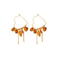18K Gold Plated Crystal Heart Tassel Hoop Earrings, Vintage Light Luxury Style view 5