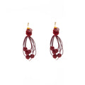 Vintage Red Acrylic Bead Long Tassel Drop Alloy Bridal Festive Statement Earrings view 5