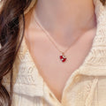 Light Luxury Copper Zircon Enamel Gourd Pendant Necklace, Elegant New Chinese Collarbone Chain view 3