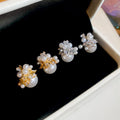 Light Luxury Faux Pearl Zircon Firework Stud Earrings With Silver Posts For Women view 3