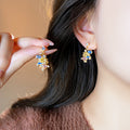 Light Luxury Alloy Rhinestone Horse Pendant Drop Earrings Elegant Zodiac Animal Jewelry view 2
