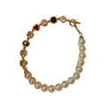 Light Luxury 18K Gold Plated Zircon Heart Imitation Pearl Geometric Bangle For Women view 5