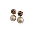 Light Luxury Leopard Print Round Faux Pearl Stud Earrings For Women Retro Geometric Style view 5