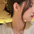 Light Luxury 18K Gold Plated Copper Zircon Rhombus Stud Earrings With Silver Posts view 2