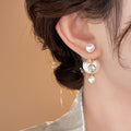Light Luxury Geometric Round Imitation Pearl Zircon Tassel Drop Earrings For Women view 4