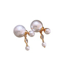 Light Luxury Geometric Round Imitation Pearl Zircon Tassel Drop Earrings For Women view 5
