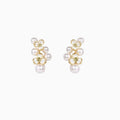 Gold Plated Silver Needle Zircon Enamel Flower Faux Pearl Stud Earrings For Women view 5