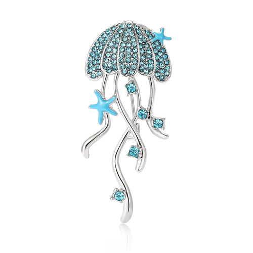 Alloy Rhinestone Starfish Jellyfish Brooch Pin For Women's Apparel