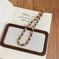 18K Gold Plated Copper Tiger Eye Geometric Pendant Necklace For Women Light Luxury Maillard Style view 4