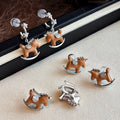 Silver Post Resin Pony Charm Drop Earrings New Chinese Versatile Animal Zodiac Style view 3