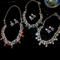 Rhinestone Waterdrop Alloy Jewelry Set With Stud Earrings And Necklace, Elegant Court Light Luxury Style view 3