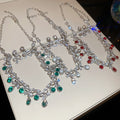 Rhinestone Waterdrop Alloy Jewelry Set With Stud Earrings And Necklace, Elegant Court Light Luxury Style view 1