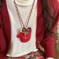 Light Luxury Cloth Bow Glove Pendant Sweater Necklace Christmas Style Choker For Women view 4