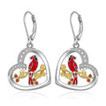 Magpie Good Luck Bird Heart Drop Earrings For Women, Plum Blossom Winter Fresh Ethnic Style Jewelry view 1