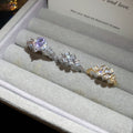 Korean Style Copper Zircon Flower Open Ring Elegant Oval Geometric Light Luxury Jewelry view 2