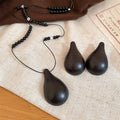 Minimalist Wooden Gourd Bead Teardrop Pendant Necklace And Stud Earrings Jewelry Set For Women view 4
