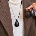 Minimalist Wooden Gourd Bead Teardrop Pendant Necklace And Stud Earrings Jewelry Set For Women view 1