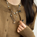 Maillard Faux Pearl Tiger Eye Horse Pendant Sweater Necklace Light Luxury Zodiac Jewelry view 1