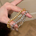 18K Gold Plated Copper Twisted Spring Zircon Geometric Bangle For Women Light Luxury Vintage Jewelry view 1