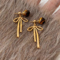 Light Luxury Resin Bow Pendant Drop Earrings With Silver Needle Elegant Autumn Winter Jewelry view 1