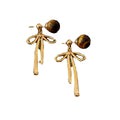 Light Luxury Resin Bow Pendant Drop Earrings With Silver Needle Elegant Autumn Winter Jewelry view 5