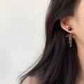 Light Luxury Resin Bow Pendant Drop Earrings With Silver Needle Elegant Autumn Winter Jewelry view 4
