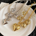 Light Luxury Faux Pearl Beaded Heart Necklace Vintage Fashion Collarbone Choker view 4