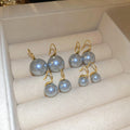 18K Gold Plated Faux Pearl Geometric Hoop Earrings For Women Light Luxury Vintage Style view 1