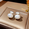 Light Luxury Smooth Metal Pearl Earrings With Geometric Star And Heart Design For Women view 2
