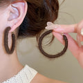 2026 New Flocked Yarn Round Hoop Earrings Retro Minimalist Geometric Style for Daily Commute view 4