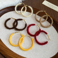 2026 New Flocked Yarn Round Hoop Earrings Retro Minimalist Geometric Style for Daily Commute view 3