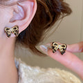 Alloy Rhinestone Bow Stud Earrings Fashion OL Minimalist Light Luxury Ear Jewelry view 1