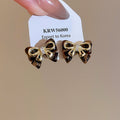 Alloy Rhinestone Bow Stud Earrings Fashion OL Minimalist Light Luxury Ear Jewelry view 2