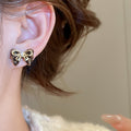 Alloy Rhinestone Bow Stud Earrings Fashion OL Minimalist Light Luxury Ear Jewelry view 3