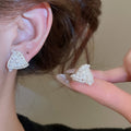 Light Luxury Geometric Triangle Faux Pearl Zircon Stud Earrings With Silver Posts view 4