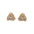 Light Luxury Geometric Triangle Faux Pearl Zircon Stud Earrings With Silver Posts view 5