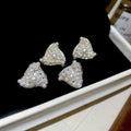 Light Luxury Geometric Triangle Faux Pearl Zircon Stud Earrings With Silver Posts view 3