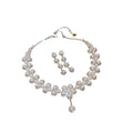 Rhinestone Flower Faux Pearl Stud Earrings And Necklace Court Style Light Luxury Jewelry Set view 5