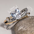 Sweet Elegant Heart Two Tone Line Layered Ring, Fairy Style Fashion Jewelry For Women view 4
