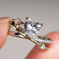 Sweet Elegant Heart Two Tone Line Layered Ring, Fairy Style Fashion Jewelry For Women view 3