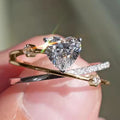 Sweet Elegant Heart Two Tone Line Layered Ring, Fairy Style Fashion Jewelry For Women view 2