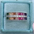 Dopamine Rainbow Fashion Ring For Women Sweet Fairy Style Elegant Colorful Finger Jewelry view 2