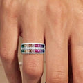 Dopamine Rainbow Fashion Ring For Women Sweet Fairy Style Elegant Colorful Finger Jewelry view 3