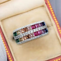 Dopamine Rainbow Fashion Ring For Women Sweet Fairy Style Elegant Colorful Finger Jewelry view 1