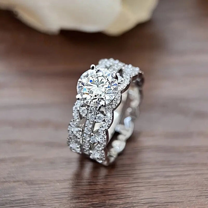 Luxury Zircon Inlaid Wedding Ring For Women High End Bridal Gown Accessory