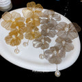 Light Luxury Faux Pearl Flower Rhinestone Geometric Stud Earrings For Women Unique Statement Jewelry view 4